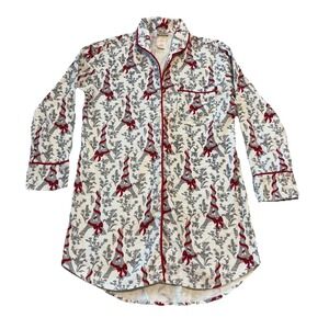 BED HEAD Pajamas Women's 100% Cotton Shirt Dress Button Up Long Sleeve Small